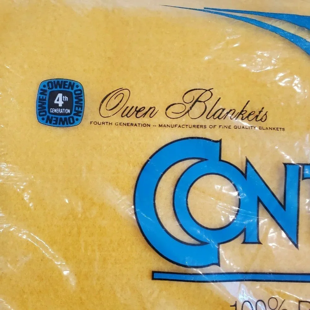 Vintage‎ Mustard Yellow Blanket Nylon Trim 72x90